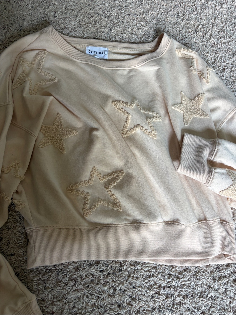 Olive & Oak Cream Star Appliqué Crewneck Sweatshirt